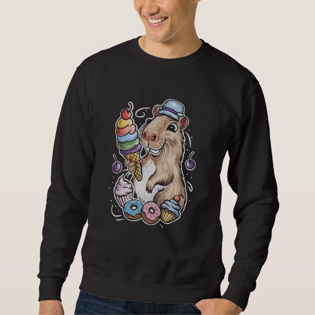 Capybara Süßigkeiten Donuts Kuchen Bonbons Sweatshirt (Vorderseite)