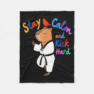Capybara Taekwondo Bleib ruhig Lustig Fleecedecke