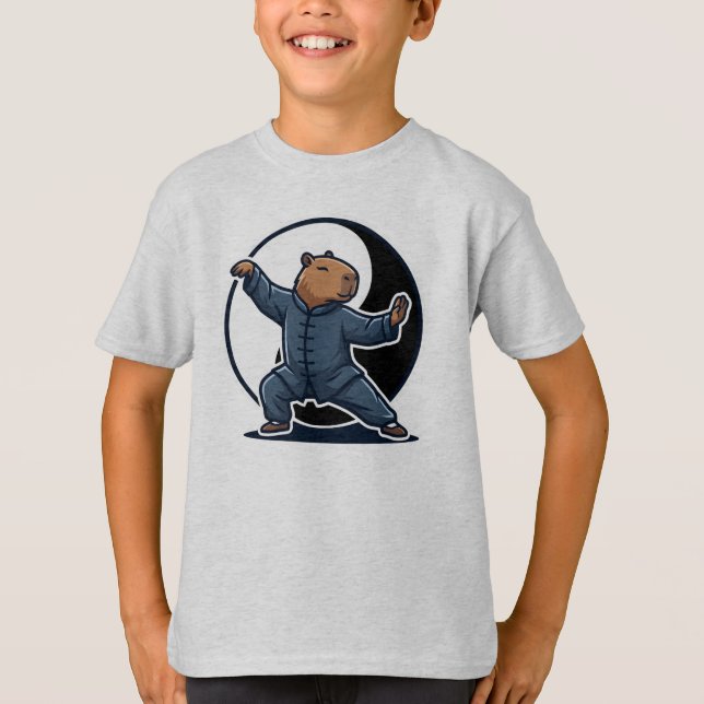 Capybara Tai Chi Master Yin Yang Martial Arts T-Shirt (Vorderseite)