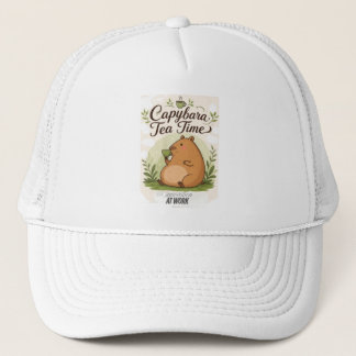 Capybara-Teestunde | Süße Capybara trinkt Tee Spaß Truckerkappe