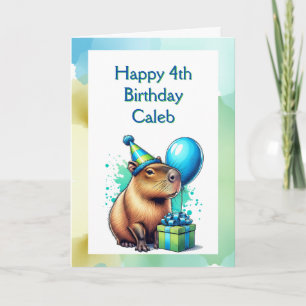 Capybara Themed Boys Geburtstagsparty Personalisie Karte