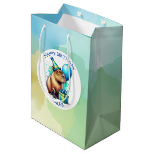 Capybara-Themen-Jungen-Geburtstagsfeier personalis Mittlere Geschenktüte