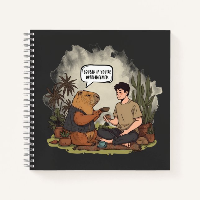 Capybara Therapy Time Squeak wenn Sie überfordert  Notizbuch (Vorderseite)