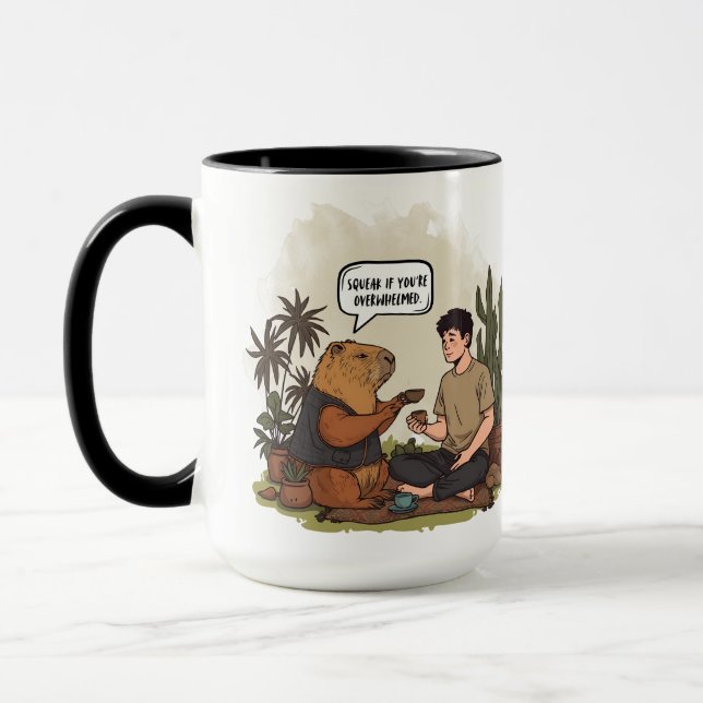 Capybara Therapy Time Squeak wenn Sie überfordert  Tasse (Links)