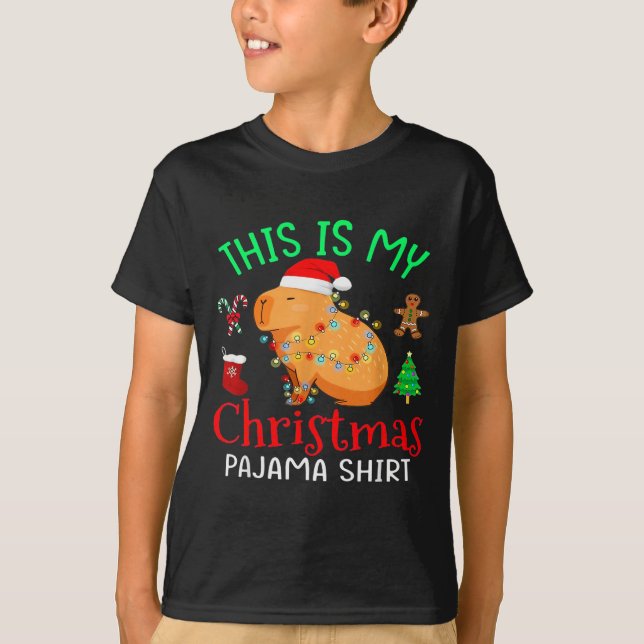 Capybara This Is My Christmas Pajama Capy Santa Me T-Shirt (Vorderseite)