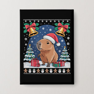 Capybara Tierliebhaber Weihnachtsgeschenk Hässlich Button