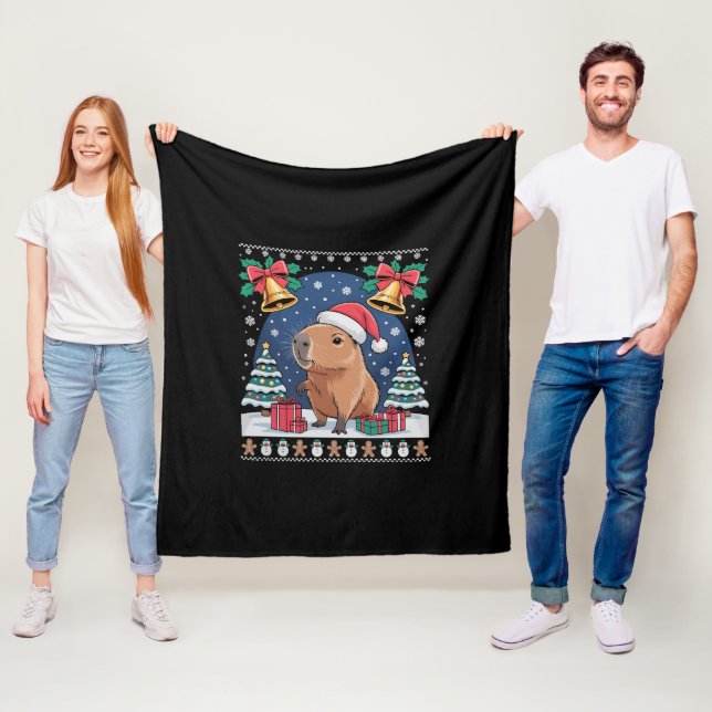Capybara Tierliebhaber Weihnachtsgeschenk hässlich Fleecedecke (Beispiel)