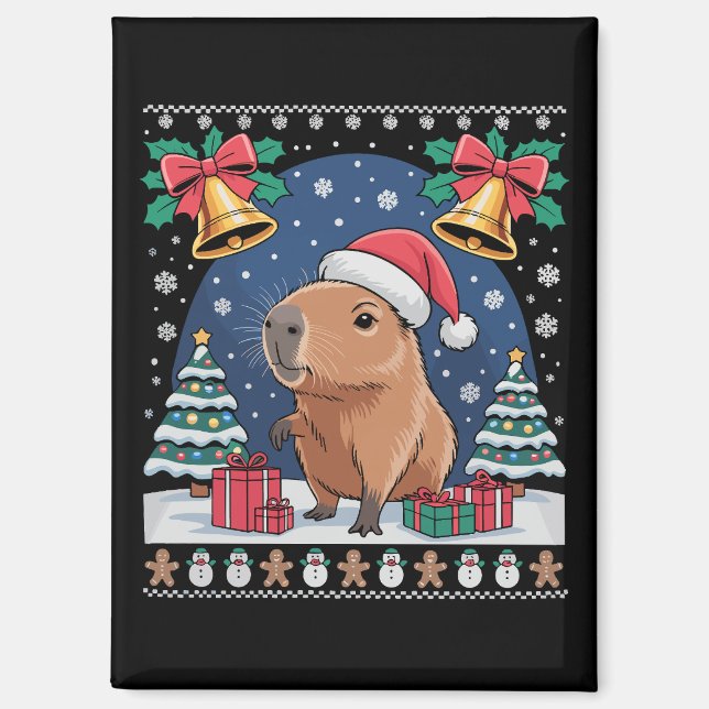 Capybara-Tierliebhaber-Weihnachtsgeschenk Hässlich Magnet (Vorderseite)