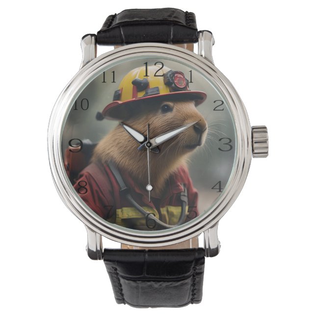 "Capybara to Rescue: Feuerwehrmann Außerordentlich Armbanduhr (Vorderseite)
