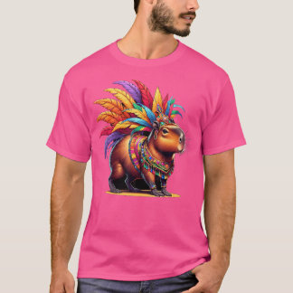 Capybara Tragen farbenfrohe Stammeshütte Carniva T-Shirt