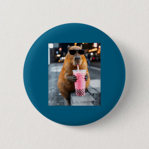 Capybara trinkt eisgekühlten Boba-Tee lustiges Tie Button