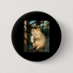 Capybara trinkt Eiskaffee, Capybara Foto Meme Button