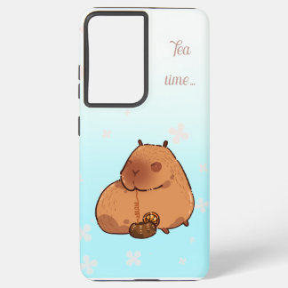 Capybara trinkt Zitronentee. Niedliche Capybara Samsung Galaxy Hülle