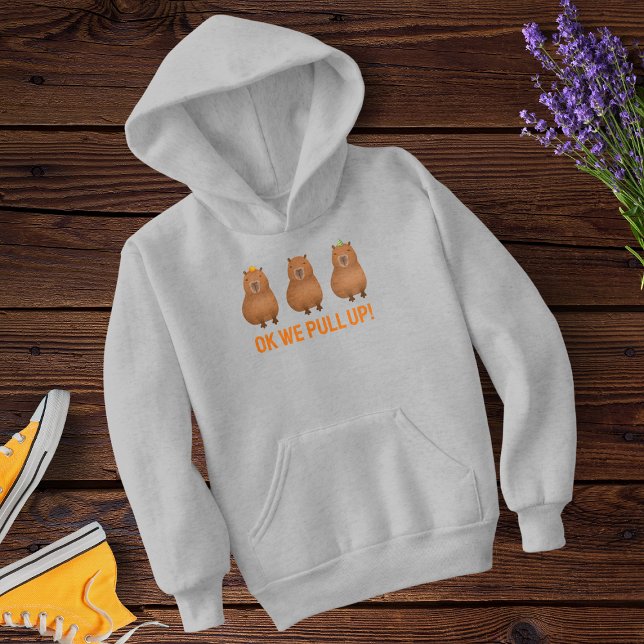 Capybara Triplet Meme "Ok We Pull Up!" Gestalted Hoodie (Capybara "Ok we pull up!")