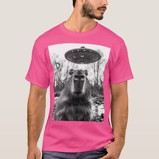 Capybara Ufo Selfie Funny T-Shirt (Vorderseite)