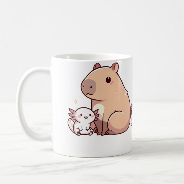 Capybara und Axolotl Kaffeetasse (Links)