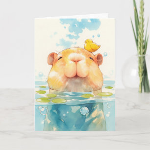 Capybara und Bird Friend Karte