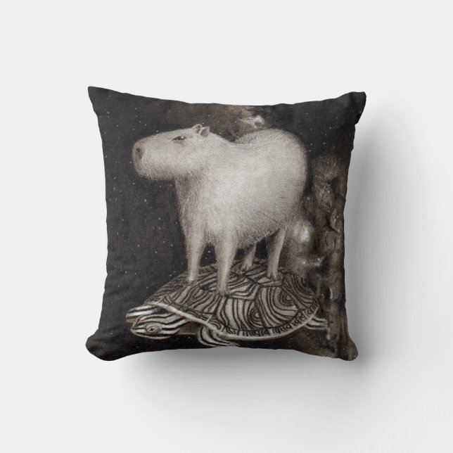 Capybara- und Dosenschildkrötefliegen durch Kissen (Vorderseite)