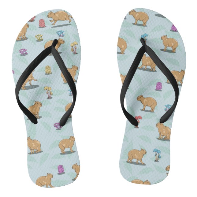Capybara und Pilzmuster Flip Flops (Fußbett)