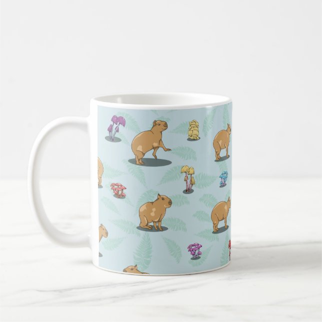 Capybara und Pilzmuster Kaffeetasse (Links)