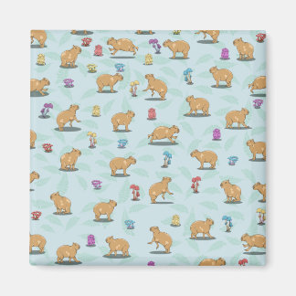 Capybara und Pilzmuster Magnet
