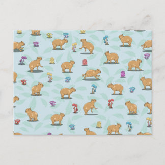 Capybara und Pilzmuster Postkarte