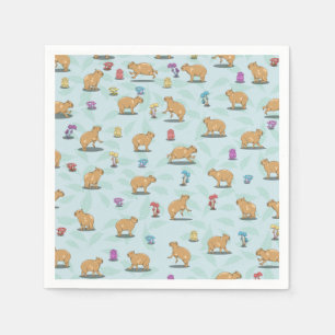 Capybara und Pilzmuster Serviette