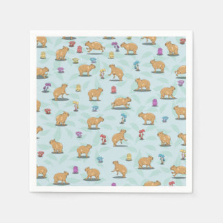 Capybara und Pilzmuster Serviette