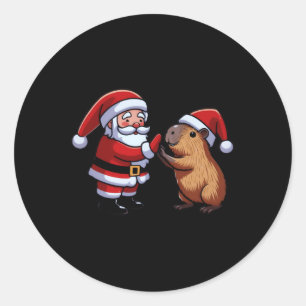 Capybara und Santa Funny Funny Funny Merry Christm Runder Aufkleber