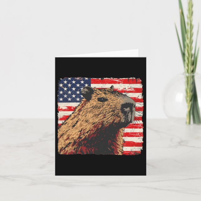Capybara Usa Flag 4. Juli Liebhaber Karte (Vorderseite)