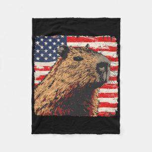 Capybara USA-Flagge 4. Juli Liebhaber Fleecedecke