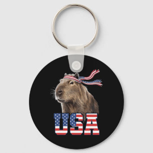 Capybara USA Patriotische amerikanische Flagge Män Schlüsselanhänger
