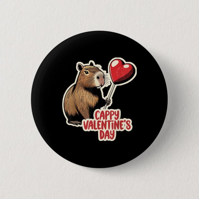 Capybara Valentine, Cappy Valentinstag, Capybara Button (Vorderseite)
