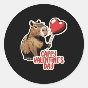 Capybara Valentine, Cappy Valentinstag, Capybara Runder Aufkleber