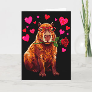 Capybara Valentinstag Herz Gles Rose Lustige Liebe Karte