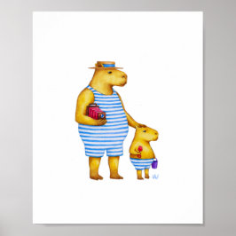 Capybara Vater und Sohn 8 x 10 Print Poster