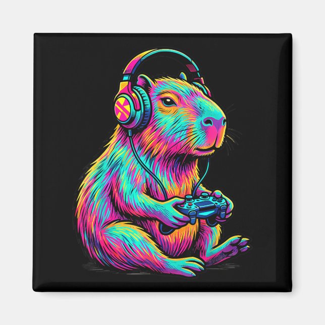 Capybara Video Games Gamer Funny Gaming Graphic Ki Magnet (Vorne)