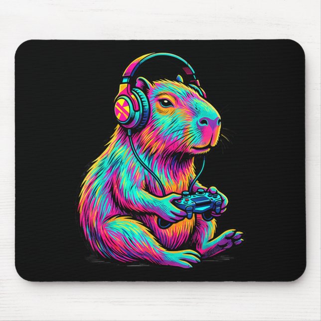 Capybara Video Games Gamer Funny Gaming Graphic Ki Mousepad (Vorne)