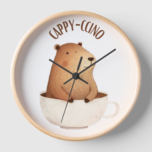 Capybara Wall Clock, Capybara Gift, Cappyccino Uhr (Vorderseite)