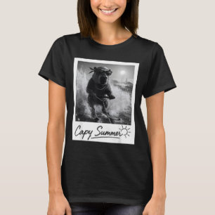 Capybara Wasserski fahren Sommer lustiges Meme T-Shirt
