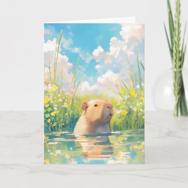 Capybara Water Baby Karte (Vorderseite)