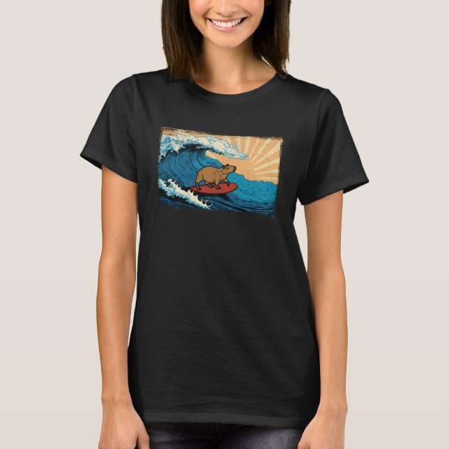 Capybara Wave  Animal  Capibara Surfing T-Shirt (Vorderseite)