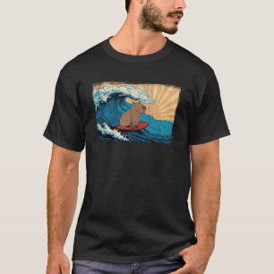Capybara Wave Capibara Surfbrett Surfer T-Shirt