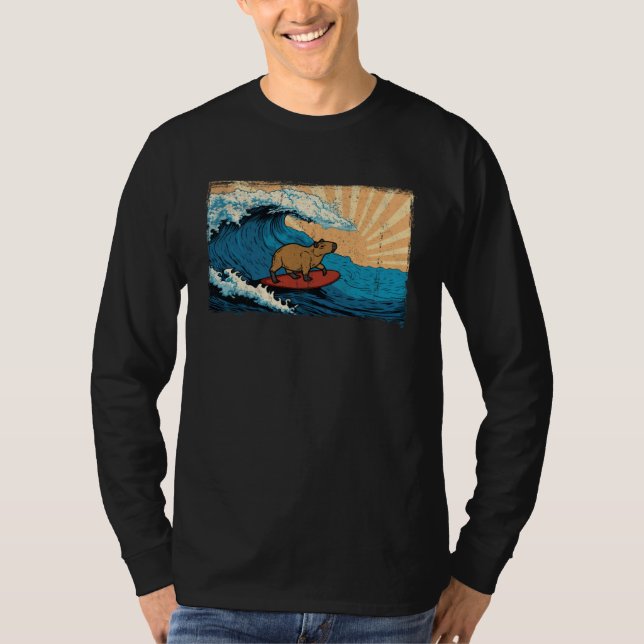 Capybara Wave  Surfing Capibara Animal T-Shirt (Vorderseite)