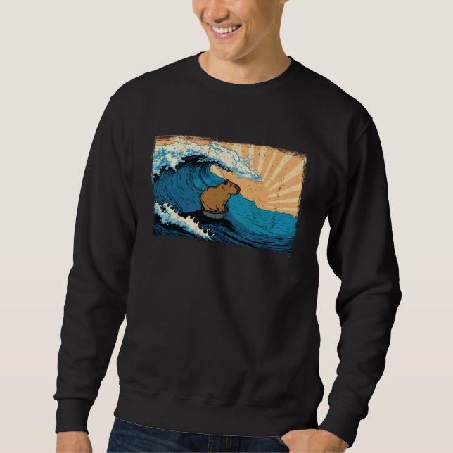 Capybara Wave  Surfing Rodent Animal Sweatshirt (Vorderseite)