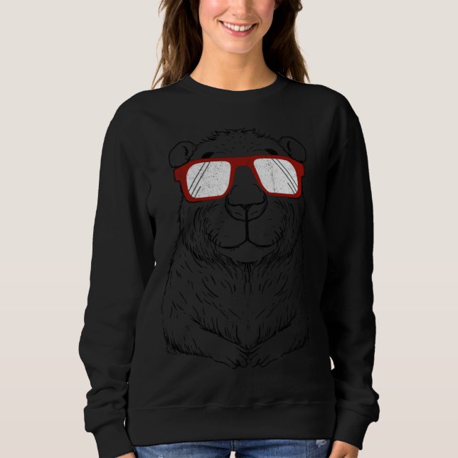 Capybara Wearing Red Glasses  Rodent Capibara Sweatshirt (Vorderseite)