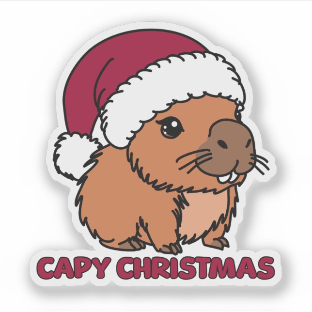 Capybara Weihnachten Aufkleber (Vorderseite)