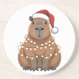 Capybara Weihnachten Matching Lustiger Santa Getränkeuntersetzer