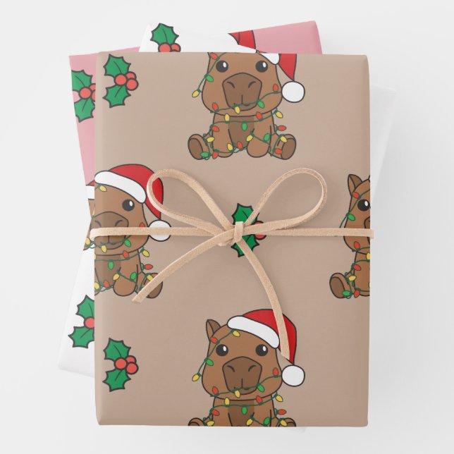 Capybara Weihnachten Winter Tiere Urlaub Capybara Geschenkpapier Set (Beispiel)