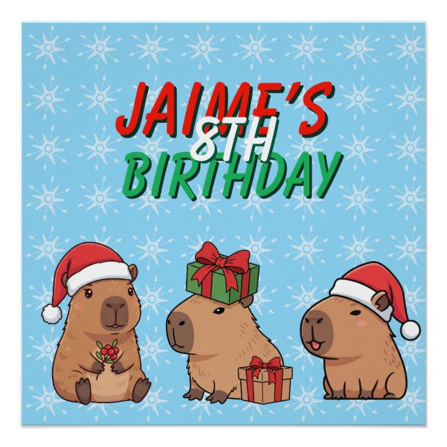 Capybara Weihnachtsfeier Geburtstag Poster (Vorderseite)